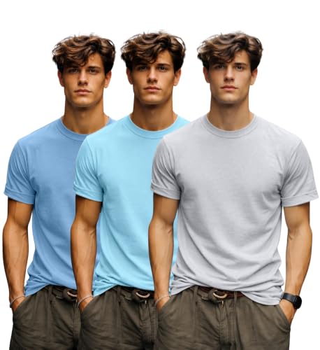 Image of INKKR Men's Solid Round Neck Half Sleeve Classic Cotton Bio-wash T-Shirt Combo | Crew Neck Cotton Tshirt for Men Combo