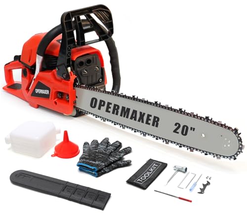 OPERMAXER 58CC 20 Inch 2-Cycle Gas Powered Chainsaw, 12500r/min 3.8