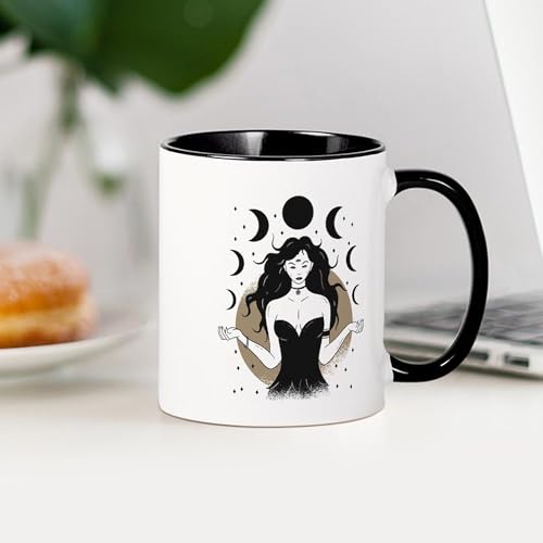 Taza de cerámica 11 oz con diseño luna y yoga miniatura 4