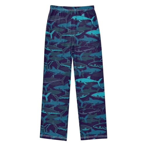 Boys' Pants Dark Blue Shark Sea Long Bottoms Jogger Pants Elastic Waist Trousers with Pockets S-XL