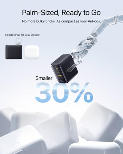 Baseus Enerfill 70W USB C Charger, 3 Port Fast Charging Block - image 3