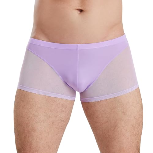 Mens Mesh Boxer Briefs See Through Sexy Underwear Sheer Boxers