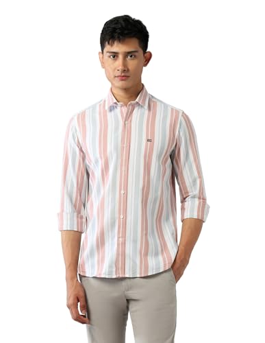 Image of Arrow Sports Men's Vertical Striped Slim Fit Shirt