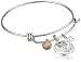 Disney Stainless Steel Catch Bangle with Silver Plated Minnie Mouse Love and Kisses, and Cherry Quartz Bead Charm Bangle Bracelet