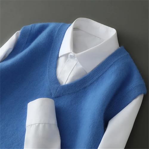 Men's Wool Knitted Sweater Vest V-Neck Solid Color Sleeveless Warm Outwear Tops3
