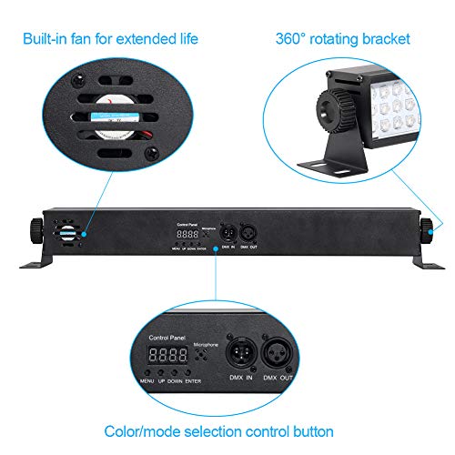 Wash Light Bar, 20" 25w 108 RGB LEDs Stage Light Bar by DMX 512 and Sound Activated for Club Ballroom Uplights Wedding Party Stage Wash Lighting - Thumbnail 2