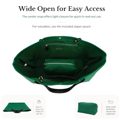 Image of M-ioi-M 2Pcs Set, Large /XL Tote Bag with Pouch for Women, Canvas or Genuine Leather Crossbody Shoulder Bag, Top Handle Purse