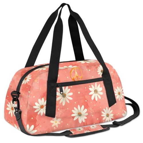 Daisy Polka Dot Kids Duffle Bag Boys Girls Small Sport Dance Gym Bag for Overnight Travel Weekender Carry On3