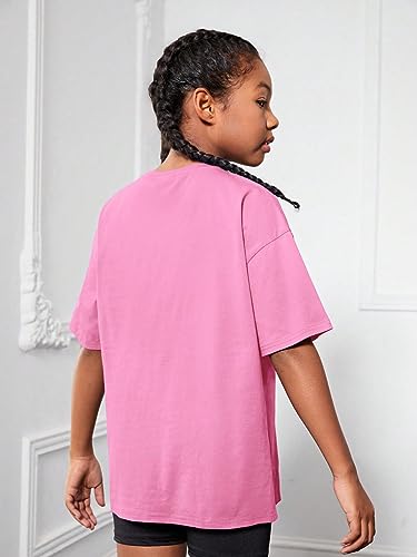WDIRARA Girl's Letter Print Round Neck Half Sleeve T Shirt Oversized Casual Tee2
