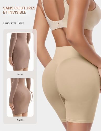 Niwicee Culotte Gainante Femme Remonte Fesses Ventre Plat Shorty Culotte Push Up Sculptant Invisible sans Couture Élastique Short Gainant Femme Ventre Plat (Beige, M) – vue 2