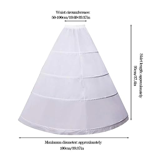 KALUROIL Reifrock Brautkleid - Damen 4 Reifen Petticoats A-Linie Bodenlang Unterrock Crinoline für Hochzeit Ballkleid Weiß