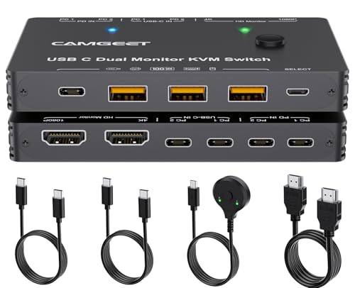 【Esperienza visiva Ultra HD 4K】Con lo switch KVM USB C 2 in 2 out, puoi sperimentare immagini impressionanti con risoluzione fino a 4K@60Hz e retrocompatibile 4K@30Hz, 2560*1440@60Hz, 1080P@120Hz. NOTA! La risoluzione finale dipende dalle schede grafiche, dai monitor, dai cavi HDMI e dagli adattatori. Per garantire il normale funzionamento, utilizzare un cavo HDMI 2.0 o superiore di alta qualità, la lunghezza non deve superare 1,5 M