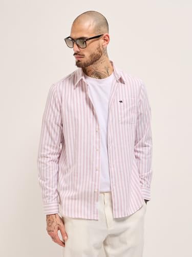 Image of THE BEAR HOUSE Men's Cotton Striped Slim Fit Shirt