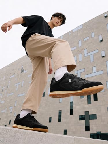 Image of The Souled Store Kanso ZE Zen Edition : Men and Boys Low Top Sneakers with Premium Microfibre Suede and PU Upper and Cushioned Footbed and Brown Gum Outsole and Lace Up Support