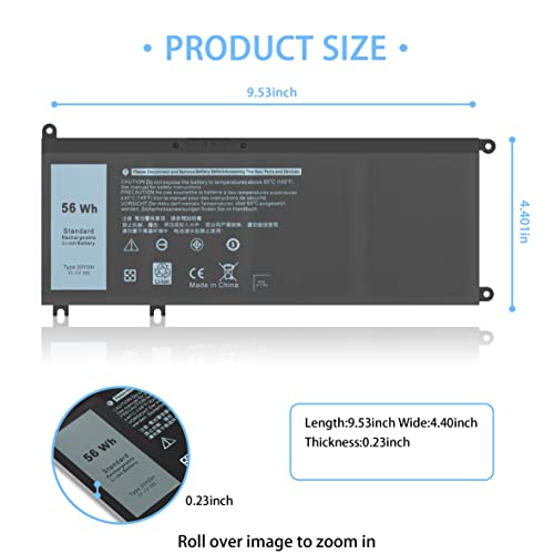image for VNYUNQWE 56WH 33YDH Laptop Battery Replacement for Dell Inspiron 17 70