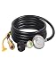 SHINESTAR 12ft Propane Hose Regulator with Tank Gauge for Mr.Heater Big Buddy Heater - 3/8in Female Quick Connect x QCC1 Propane Tank Connection, Quick Connect Hose with Regulator for Radiant Cabinet