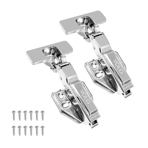 Image of VOLO Cabinet Hinges, Set of 1 (2 Pieces) for Furniture, Wardrobes, Doors, and Storage Units | (2D Soft Close (Stainless Steel), 8 Crank | Half Overlay)