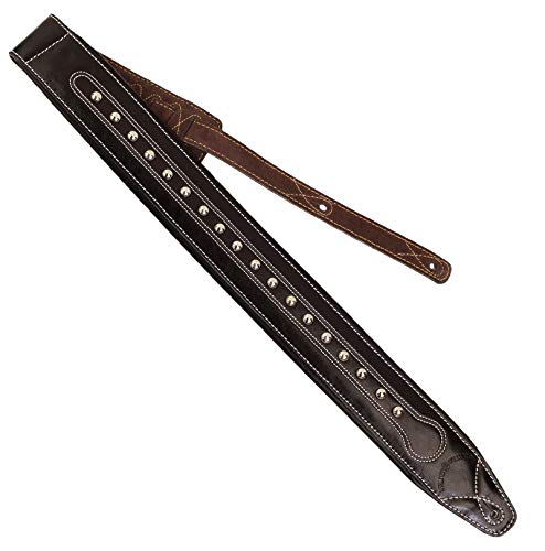 Walker & ‿Williams C-35 CS Sangle rembourrée en cuir de qualité supérieure avec clous métalliques Noir/marron - Les Beatles, Paul McCartney, John Lennon, RIngo Starr, George Harrison Walker & ‿Williams C-35 CS Sangle rembourrée en cuir de qualité supérieure avec clous métalliques Noir/marron – Image 4
