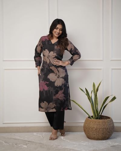 Image of ANNI Designer Women's Chanderi Straight Printed 2Pc Kurta Set