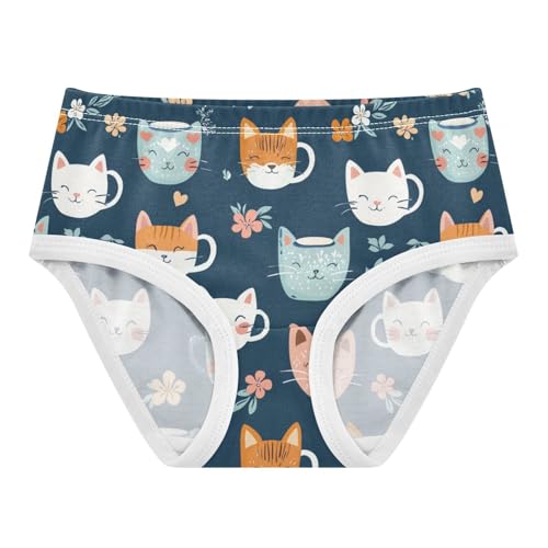 ZZKKO Teacup Cat Pet Girls Underwear Toddler Panties for Girls Comfort Brief Size 2T-8Y