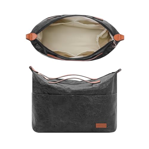 GIVLEFLY Purse Organizer with Zipper Liner,Tote Bag Organizer Inserts,Multiple Pockets Cup & Umbrella Position Medium Handbag Dividers with Handle, Fit for Longchamp Neverful (Matte black,Medium)