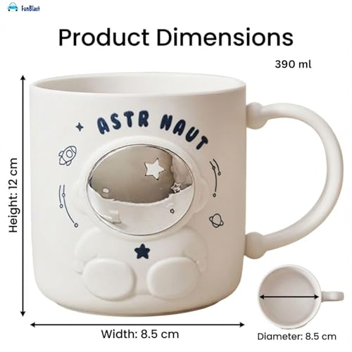 Image of FunBlast Space Milk Mug for Kids - 390 Ml; Unbreakable Mug for Kids, Milk Mugs for Kids Unbreakable - Milk Drinking Cup for Kids (White)