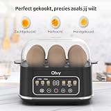 Olvy 6 w 1 elektryczny jajowar z timerem LCD - 6-jajowy podgrzewacz wody i parowar - automatyczne wyłączanie - części nadające się do mycia w zmywarce - wraz z miarką