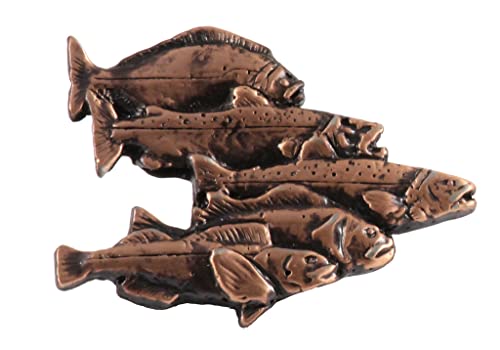 Alaska Pacific Fish Grand Slam, Fish Pin, Copper Plated, SC064, 1 1/2”, Halibut, King Salmon, Coho Salmon, Lingcod, Yelloweye Rock Fish, Lapel, Hat, Pins, Brooch, Jewelry, Gift, 100% Handmade in the USA, Over 200 Fish Designs Available.
