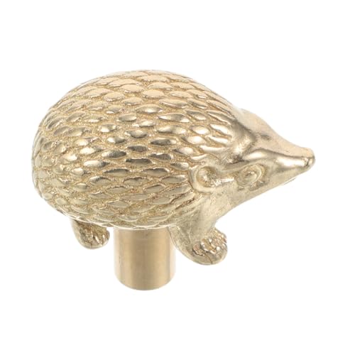 GRIRIW Easy Install Vintage Brass Cabinet Knob Pull Handles Hedgehog Shape for Kitchen Cabinets