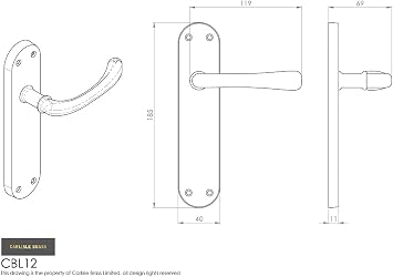 Carlisle Brass CBL12CP Door Handle, Polished Chrome