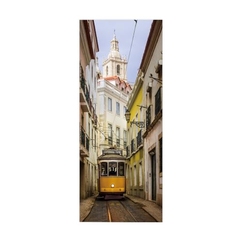 Papel pintado para puerta 3D - Adhesivo decorativo para calle de casa, 90 x 210 cm, para colgar el ojo, adhesivo de pared, póster de puerta, adhesivo extraíble