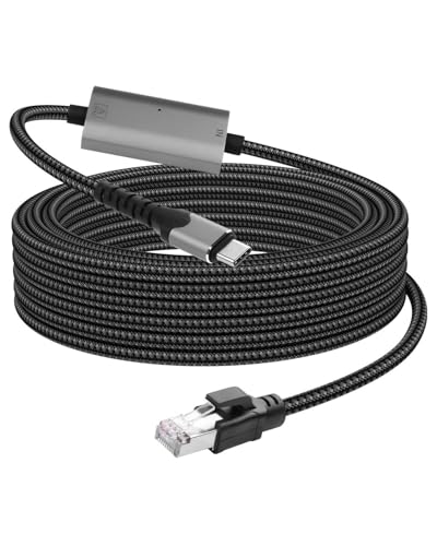 CERRXIAN USB C to Ethernet Cable 6.5 FT, Gigabit RJ45 LAN to USB C Adapter, Directly Connected Cat Network Cable Converter to Type C Cable Support USB-C Port Laptops
