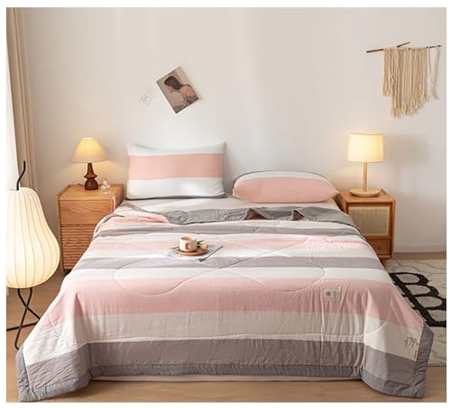 GOFOHIMI Couvre-lit matelassé réversible imprimé à carreaux, 100 % coton, léger et respirant, pour lit simple