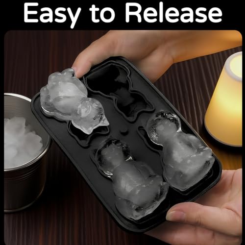 Molde para cubitos de hielo 3D con diseño de gato de silicona miniatura 7