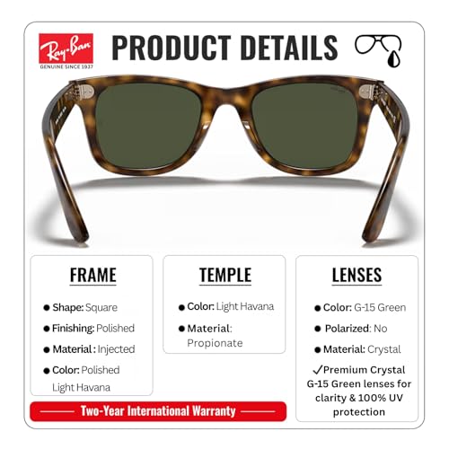 Image of Ray-Ban RB4340 WAYFARER EASE Square Shaped Sunglasses for Men & Women with Official RAYBAN Eyewear Kit