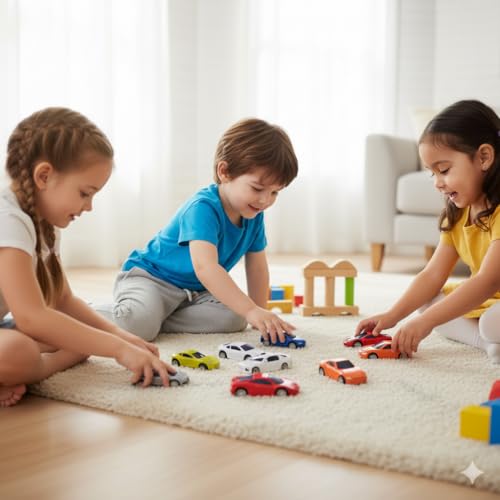 SUPER TOY Metal Die Cast Cars Push & Go Car Toy for Kids, Diecast Metal Toy Car for Boys Gift Set– Pack of 6