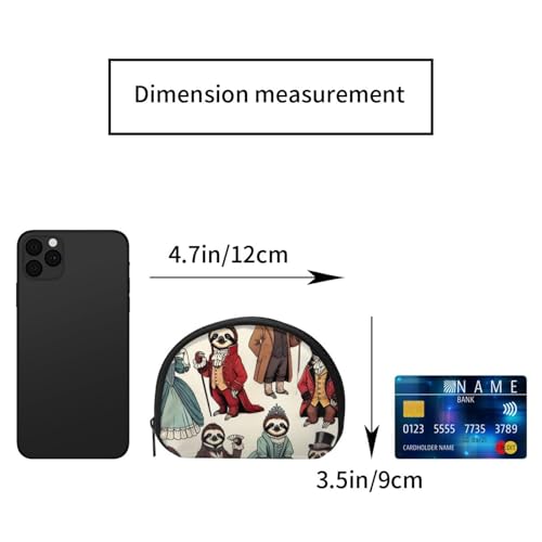 Portable Coin Purse Aristocratic-Sloths Mini Zippered Money Pouch Card Holder2