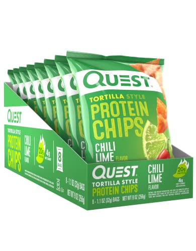Quest Nutrition Tortilla Style Protein Chips, Chili Lime, Low Carb, Gluten Free, Baked, 1.1 Ounce (Pack Of 8) #TOP2