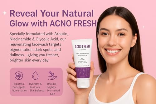 Image of ACNO FRESH Face Wash - 75ml | With Arbutin, Niacinamide & Glycolic Acid | Brightening & Skin Rejuvenating Cleanser for AllSkin Types | Fades Pigmentation & Evens Skin Tone
