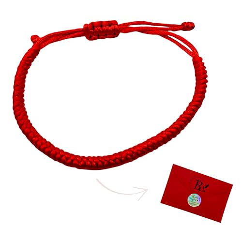 Pulsera Tibetana de Hilo Rojo Tradicional Budista para Hombre o Mujer Hecha a Mano Amuleto de la Suerte y Proteccion contra el Mal de Ojo Mala Energia - Pulseras Tobillera de Suerte Amistad o Parejas
