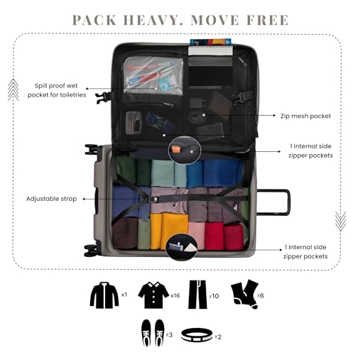 Image of F Gear Montreal Large 76cm German Polycarbonate Hard Luggage|8 Japanese Hinomoto Silent Wheels|Expandable Check-in Front Opening Suitcase for Travel| Anti-Theft Zipper, TSA 007 Lock (Taupe)