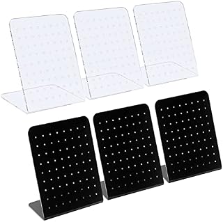 6 Pack Earrings Display Stand, Viaky Acrylic 72 Holes Earrings Studs Holder, Earrings Stand Display Holder Organizer for Jewelry Show Personal (Transparent & Black)