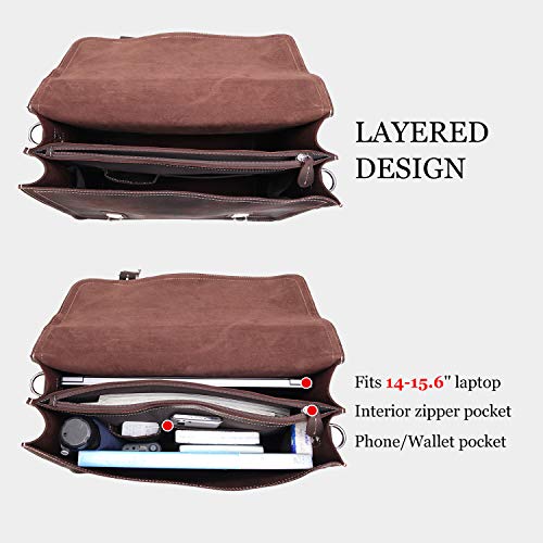 Polare-Retro-Full-Grain-Leather-Business-Travel-Briefcase-Messenger-Laptop-Bag-with-YKK-Zipper
