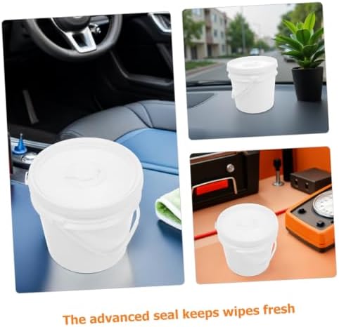 Veemoon Refillable Plastic Wipes Container and Advanced Sealing Lid 2pcs with 5l Large Capacity White Wet Tissue Dispenser for Car and Travel for Office and Camping Use - 2