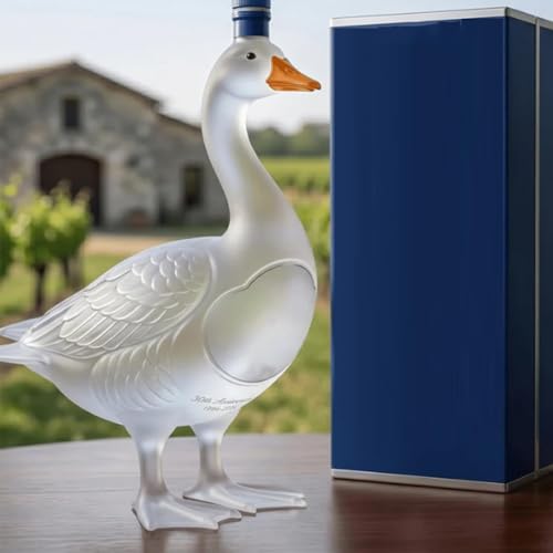 30th Anniversary 3D Sculpted Vodka Bottle, Goose Wine Bottle Holder, 350ml Goose Glass Whiskey Bottles, Whiskey Decanter Container, Transparent Liquor Decanter, for Bar, Home (Satin)