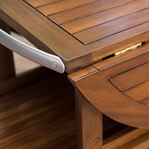 Christopher Knight Home Tillary Tiller Outdoor Acacia Wood Bar Cart Aluminum Accents, Dark Oak/Shiny Powder Coating #TOP4