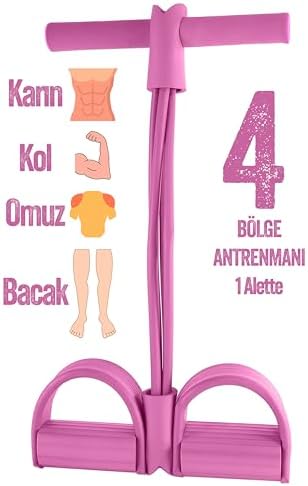 4 Lastik Body Trimmer Karın Kol Jimnastik Egzersiz Mekik Çekme Evde Spor Kondisyon Kürek Aleti (Pembe) - Görsel 2