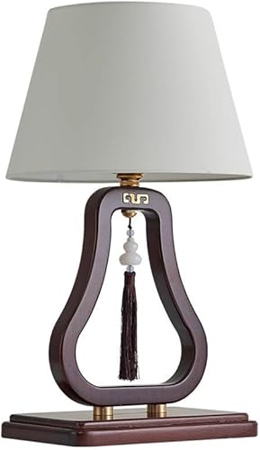 Miniatura 1 de Lámpara para escritorio, lámpara de mesa de noche, estilo retro, sala de estar, estudio, sala de té, lámpara de tela de madera maciza, lámparas de