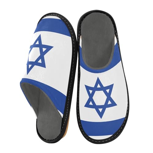 Women's Mens Flag Of Israel Cosy Slip-On Slippers,Casual Comfy Linning Breathable Memory Foam Scuff House Bedroom Shoes Gift for Unisex Indoor/Outdoor Size 4-11