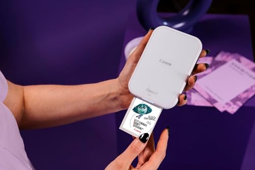 Canon Zoemini 2 perlweiß Mini Fotodrucker mobil tragbar unterwegs Hosentasche (Fotodruck 5x7,6 cm, kabelllos, für Smartphone + Tablet, eingebauter Akku, App, Bluetooth) [+ 10er Zink Druck-Set]